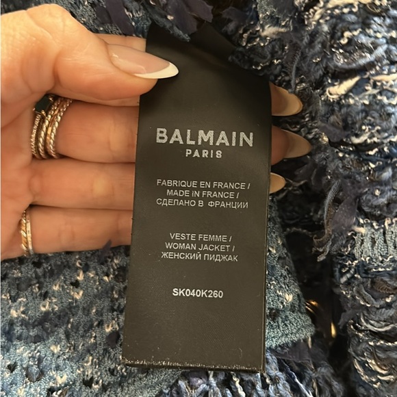 Balmain Beautiful multicolour blue tweed and fringe blazer! - Picture 10 of 11